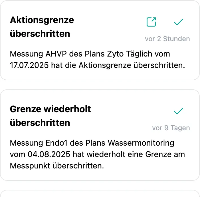SteriTrend Benachrichtigung bei einer Abweichung