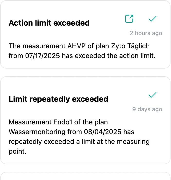 SteriTrend notification for a deviation